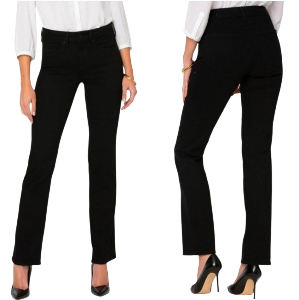 NYDJ High Rise Straight Jean Cool Embrace Lift Tuck Slimming Stretch Black 10